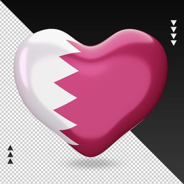 Love Qatar flag hearth 3d rendering front view