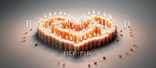 PSD love shaped birthday cake with candles