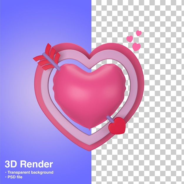 PSD segno di amore rendering 3d