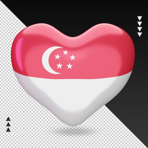 love singapore flag hearth 3d rendering front view