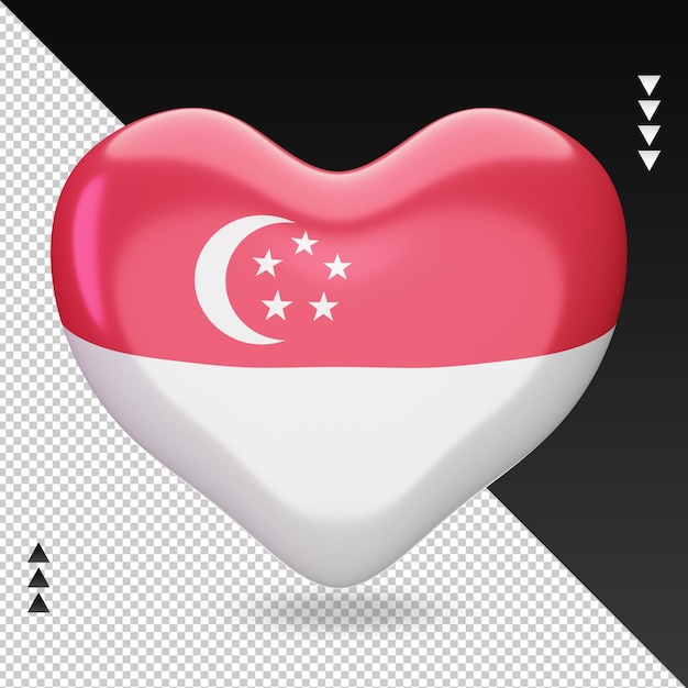 PSD love singapore flag hearth 3d rendering front view