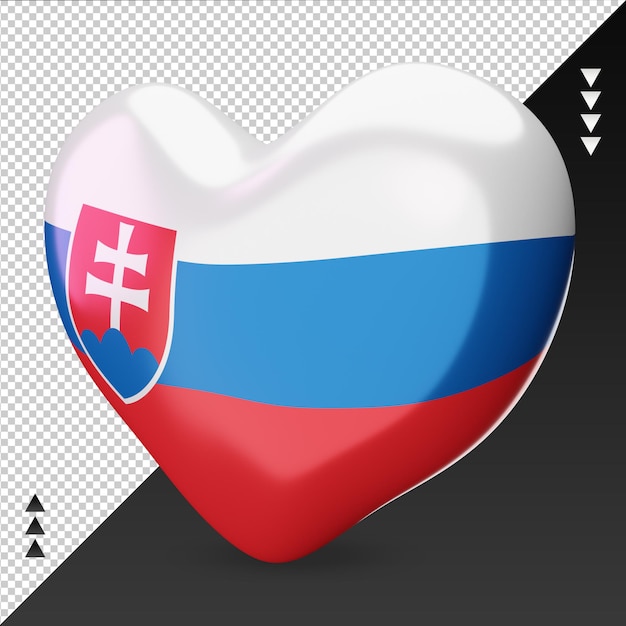PSD love slovakia flag hearth 3d rendering right view