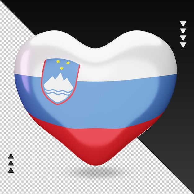 PSD amo la bandiera della slovenia focolare 3d rendering vista frontale