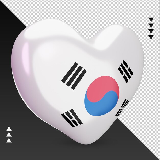 Love south korea flag hearth 3d rendering left view