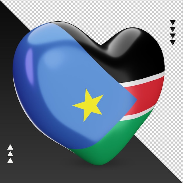 PSD love south sudan flag hearth 3d rendering left view