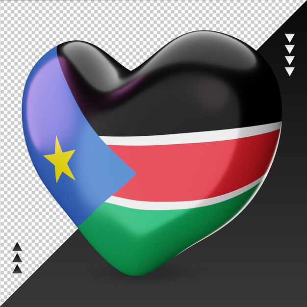 PSD love south sudan flag hearth 3d rendering right view