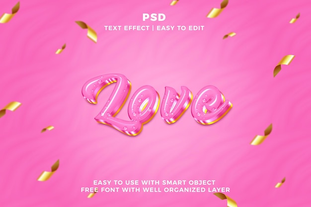 PSD love story 3d editable text effect style psd