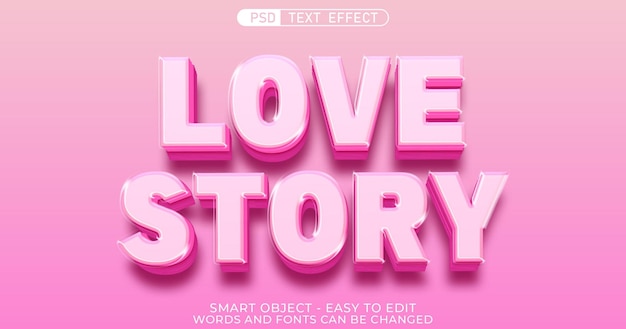 PSD love story with editable text effect 3d style