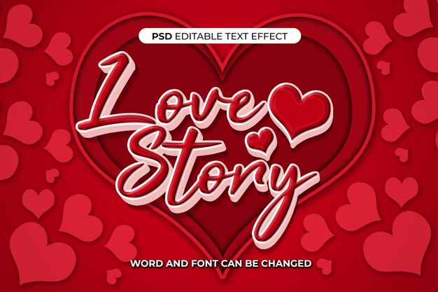 PSD Текстовый эффект love stroy 3d