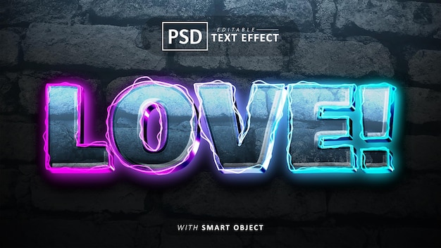 Love tekst bewerkbare neon 3D-lettertype-effecten