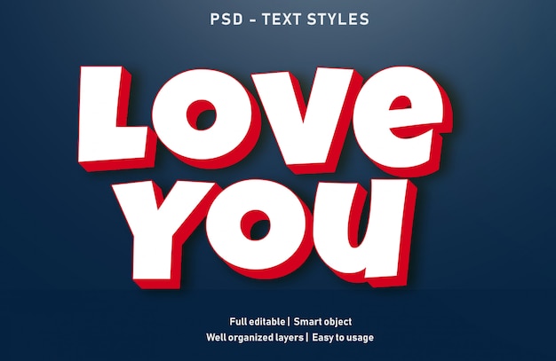 Love text effects style editable psd