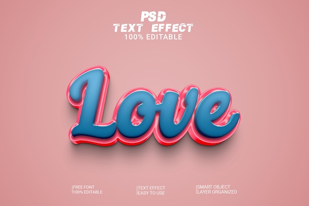 Love text style effect psd file