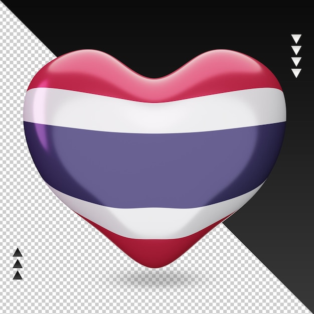 PSD love thailand flag hearth 3d rendering front view