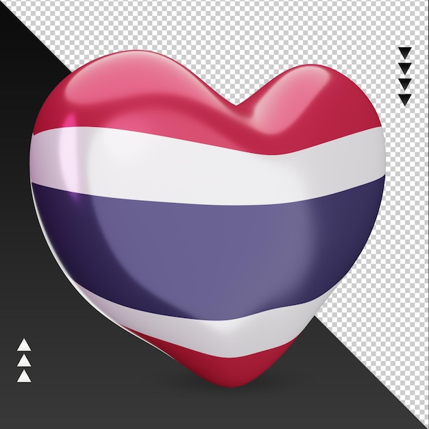 love thailand flag hearth 3d rendering left view