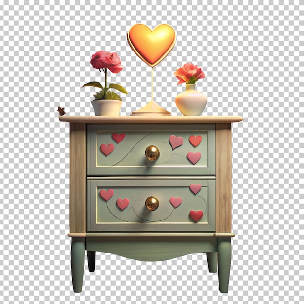 PSD love themed bedside table