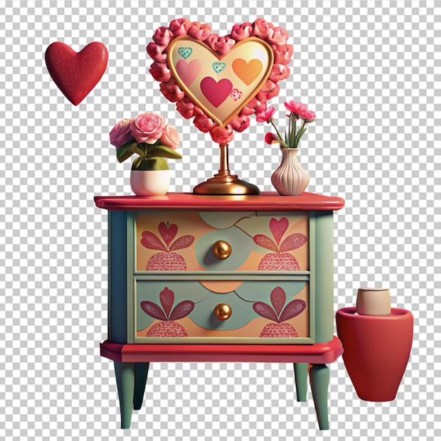 PSD love themed bedside table
