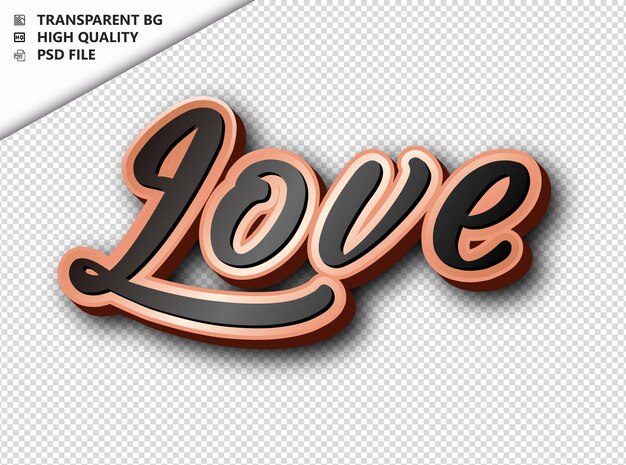 PSD love typography text bronze black psd transparent