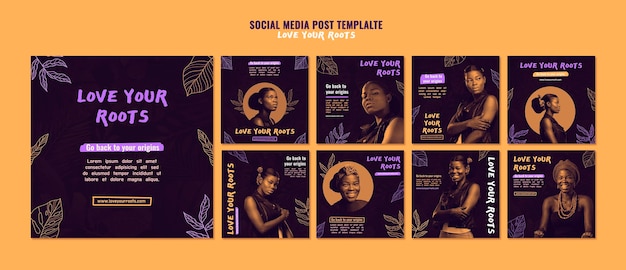 PSD love your roots social media posts
