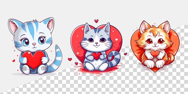PSD illustrazione dei gatti dei cartoni animati loveley ai generativa
