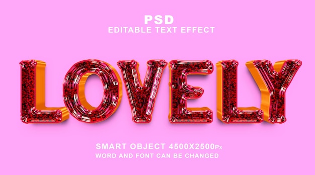 PSD lovely 3d editable photoshop text effect template with cute background