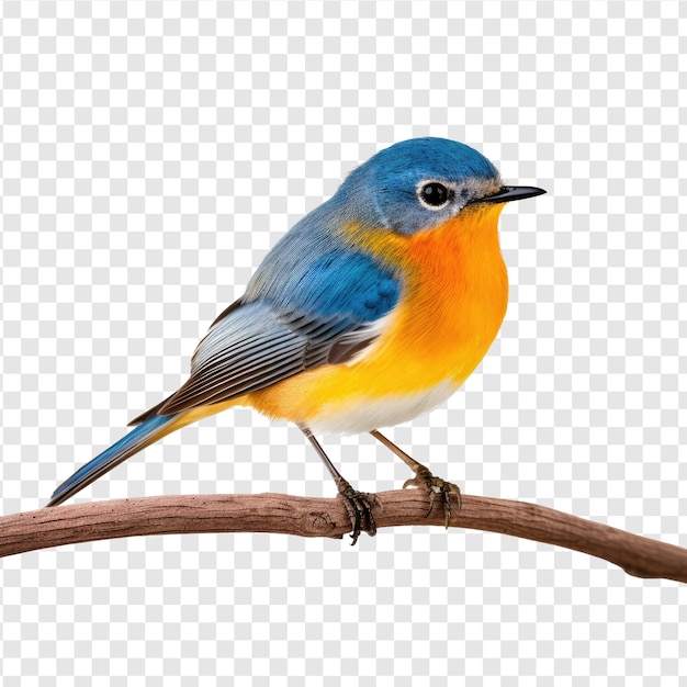 PSD lovely blue bird with yellow marking on its wings isolated on transparency background psd