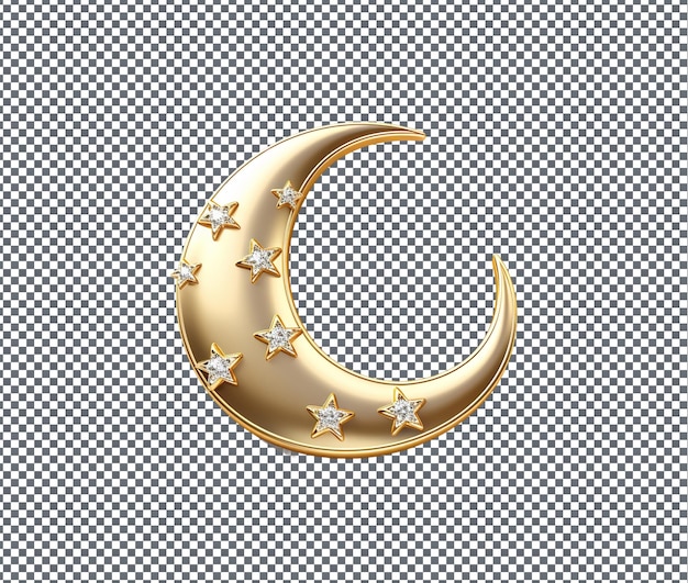 PSD lovely crescent moon and star pin isolated on transparent background