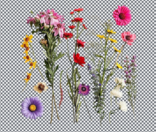 透明な背景に隔離された素敵な花のアレンジメントキット