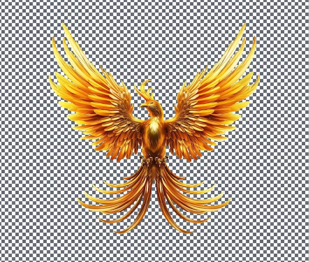 Lovely Golden Phoenix isolated on transparent background