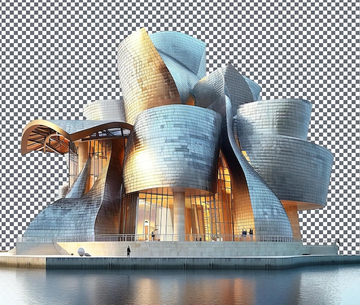PSD lovely guggenheim museum bilbao isolated on transparent background