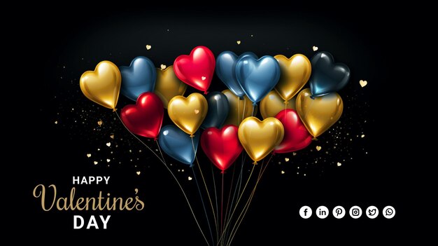 PSD lovely happy valentine's day background with hearts