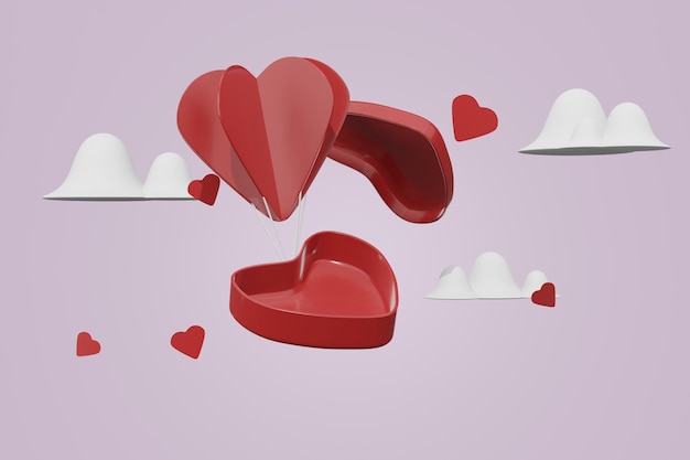 PSD lovely happy valentines day background concept in 3d model mockup