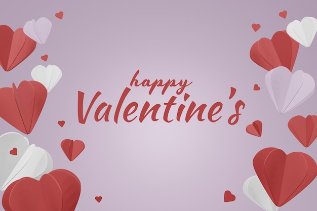 Lovely happy valentines day background concept in 3d model mockup