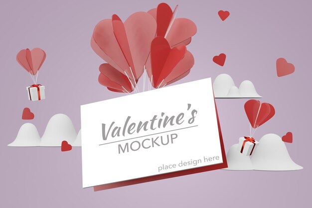 PSD lovely happy valentines day concept in 3d model mockup