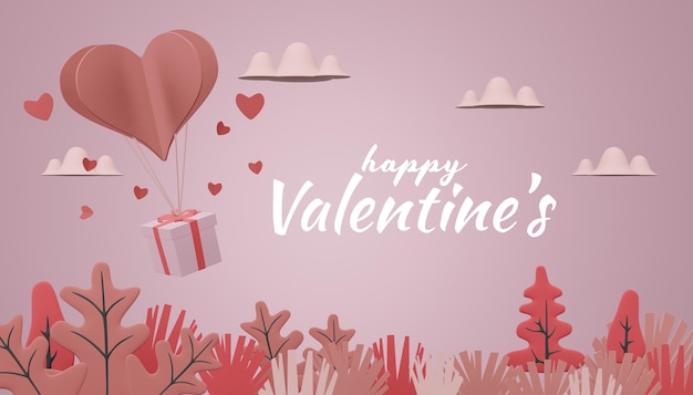 Lovely Happy Valentines day mockup concept in 3d rendering