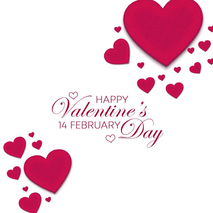PSD lovely happy valentines day with realistic hearts for social media