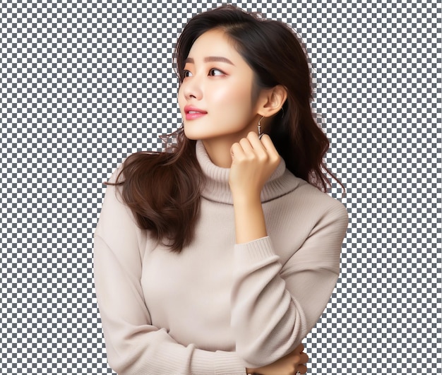 PSD lovely korean woman isolated on transparent background