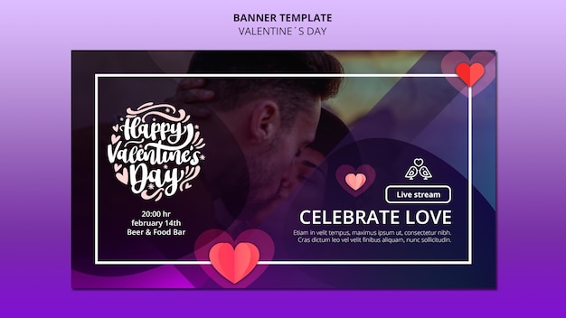 Lovely valentine's day banner template with photo