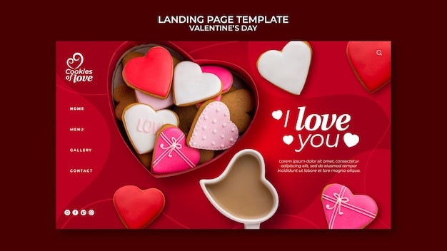 PSD lovely valentine's day landing page template