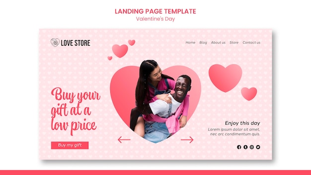 PSD lovely valentine's day landing page template