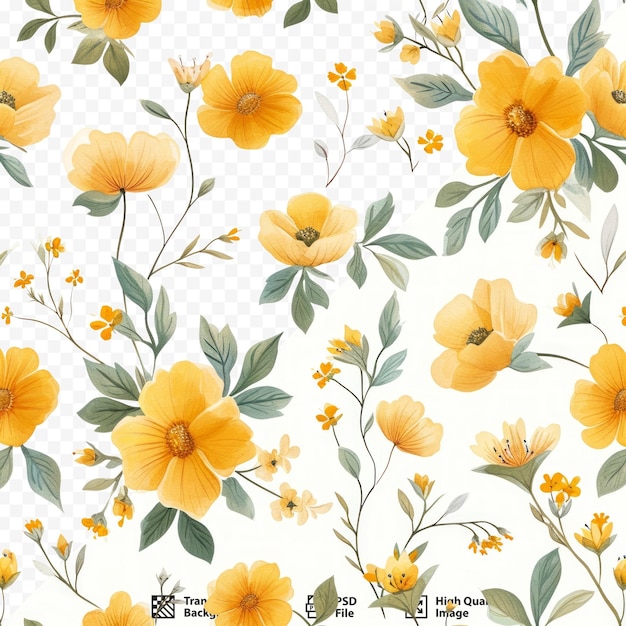 PSD lovely yellow floral seamless pattern