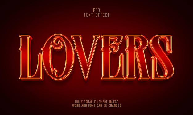 PSD lovers red gold 3d psd text effect template