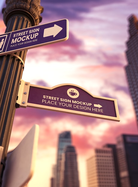 PSD low angle street sign mockup