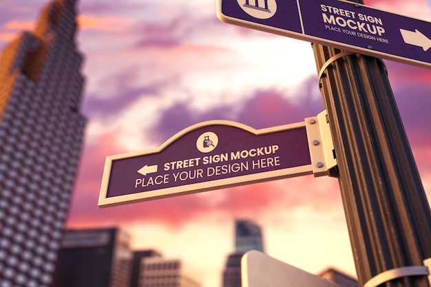 PSD low angle street sign mockup