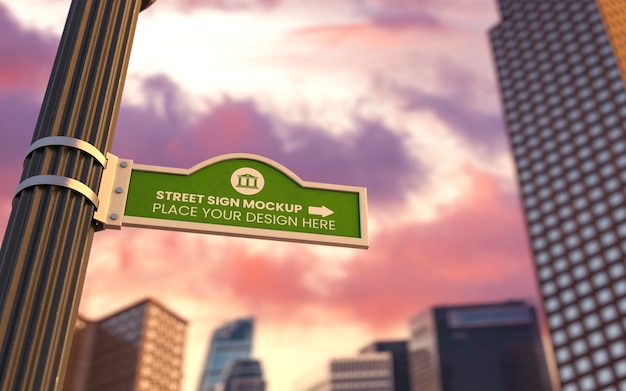 PSD low angle street sign mockup