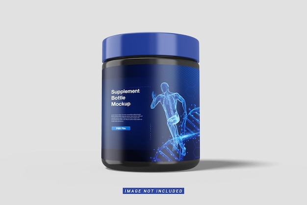 PSD low angle view of supplement bottle mockup