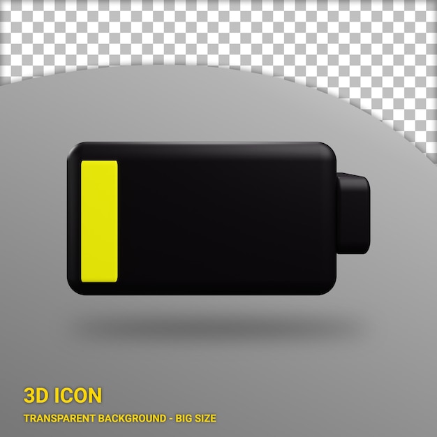 PSD low battery 3d icon with transparent background