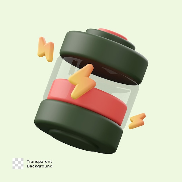 Low battery energy 3d render icon illustration