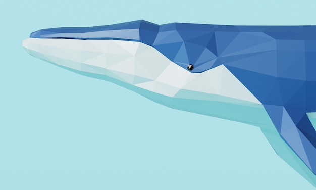 low poly blue whale 3d rendering