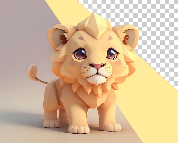 PSD a low poly cute lion character