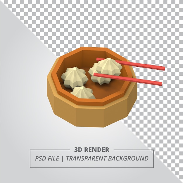 PSD 低ポリ点心 3 d レンダリング